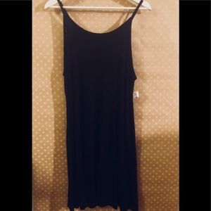 Adorable spaghetti strap, ribbed black tank dress
